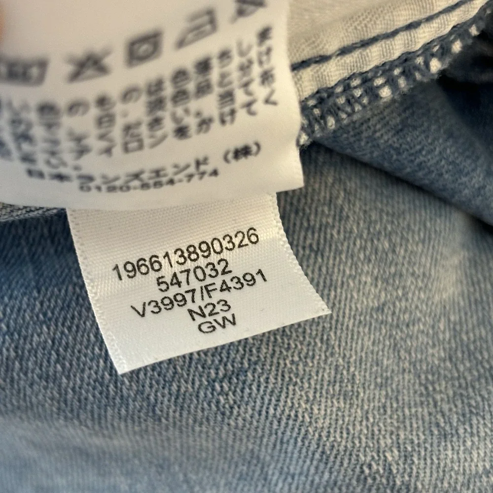 Lands' End Mid Rise Wide Leg Crop Jeans Light Blue Denim Lightweight Trouser 14P